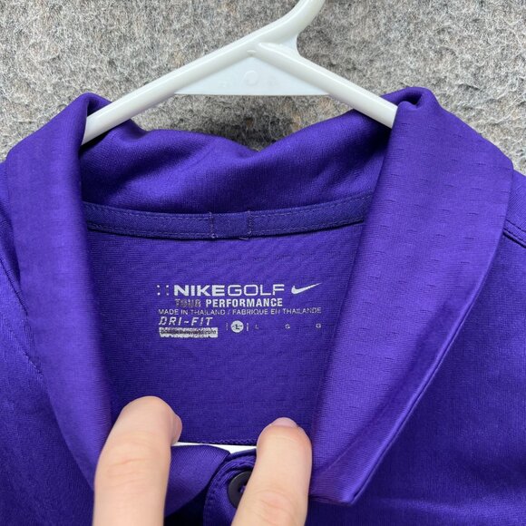 Nike Polo Shirt Mens Large Purple Tour Performance Dri Fit Golf Swoosh Jersey - Picture 6 of 11
